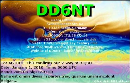 QSL-Karte von DD6NT (eQSL.cc)